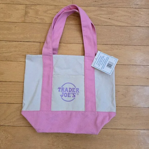 Trader Joes | whimsy pastel pink mini canvas tote bag - Picture 4 of 11